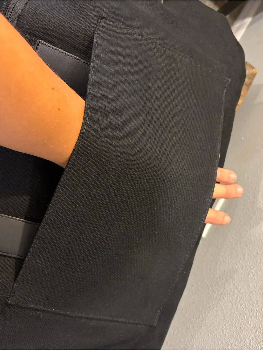 Away Black Canvas Duffel Bag with Front Patch Pocket - Like New! Retails $245